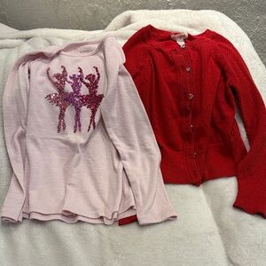Lot of 2 Pink and Red Girls' Cardigan Set